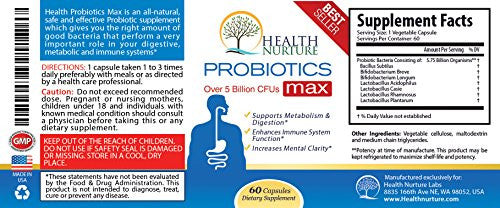 HEALTH NURTURE PROBIOTICS MAX STRENGTH-5.75 BILLION Micro-organisms per capsule