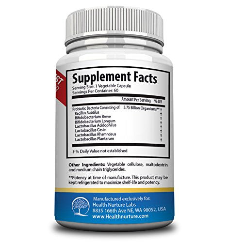 HEALTH NURTURE PROBIOTICS MAX STRENGTH-5.75 BILLION Micro-organisms per capsule