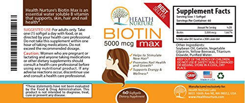 HEALTH NURTURE BIOTIN MAXIMUM STRENGTH - All Natural Hair Growth Formula