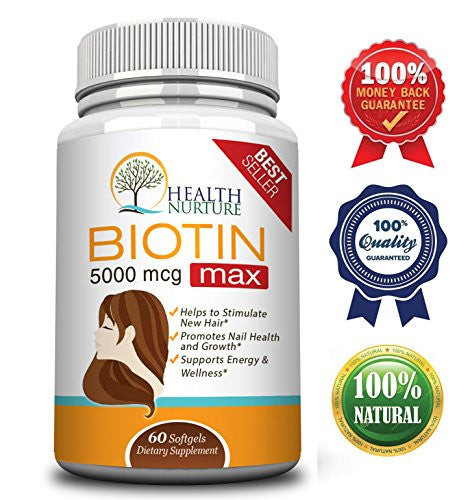 HEALTH NURTURE BIOTIN MAXIMUM STRENGTH - All Natural Hair Growth Formula