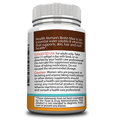 HEALTH NURTURE BIOTIN MAXIMUM STRENGTH - All Natural Hair Growth Formula