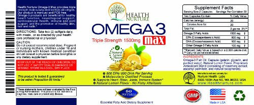 HEALTH NURTURE FISH OIL OMEGA-3 Maximum Strength (800 EPA/600 Dha)