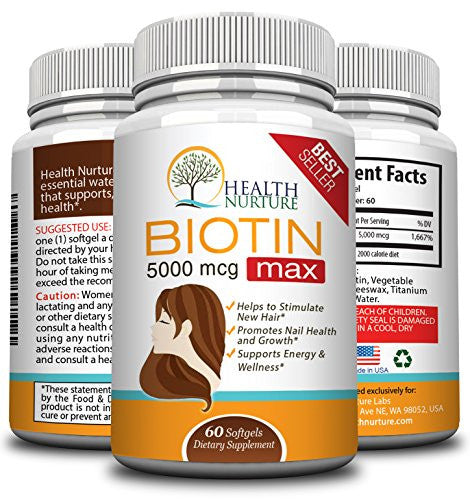 HEALTH NURTURE BIOTIN MAXIMUM STRENGTH - All Natural Hair Growth Formula